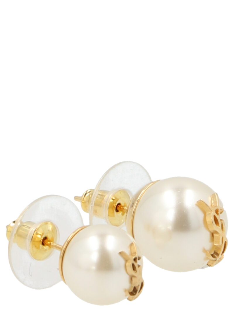 'Asymetrique Perle’ earrings SAINT LAURENT White