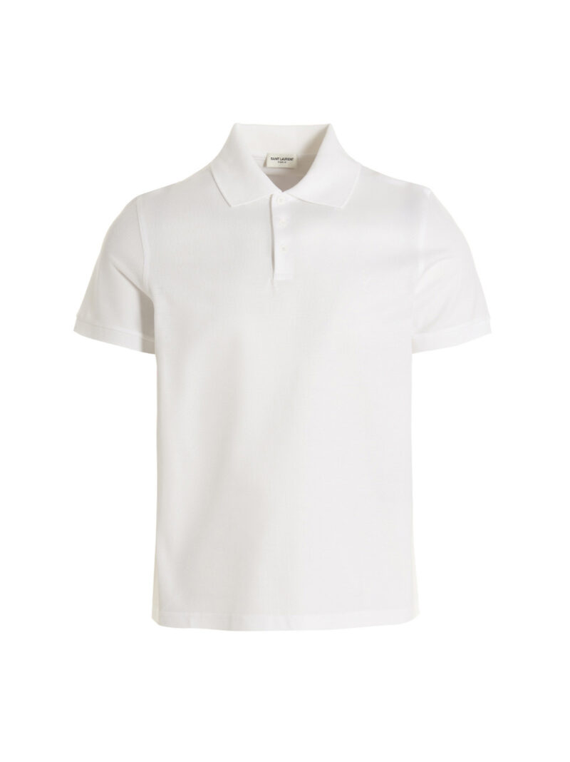 Polo ricamo logo SAINT LAURENT White