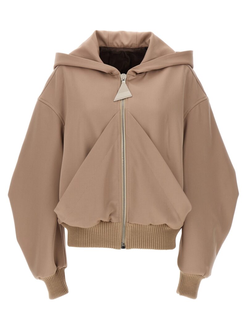 Logo hooded bomber jacket THE ATTICO Beige