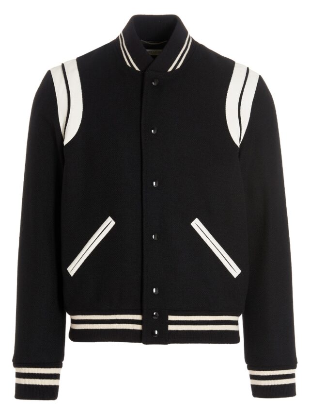 'Saint Laurent Teddy' bomber jacket SAINT LAURENT White/Black
