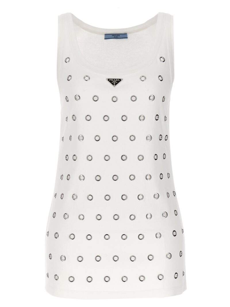 Stud tank top PRADA White