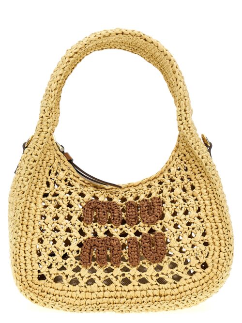 Crochet logo handbag MIU MIU Beige