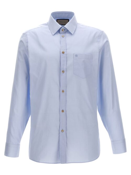 Double G embroidery shirt GUCCI Light Blue