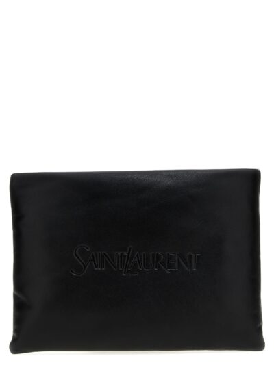 Logo padded clutch bag SAINT LAURENT Black