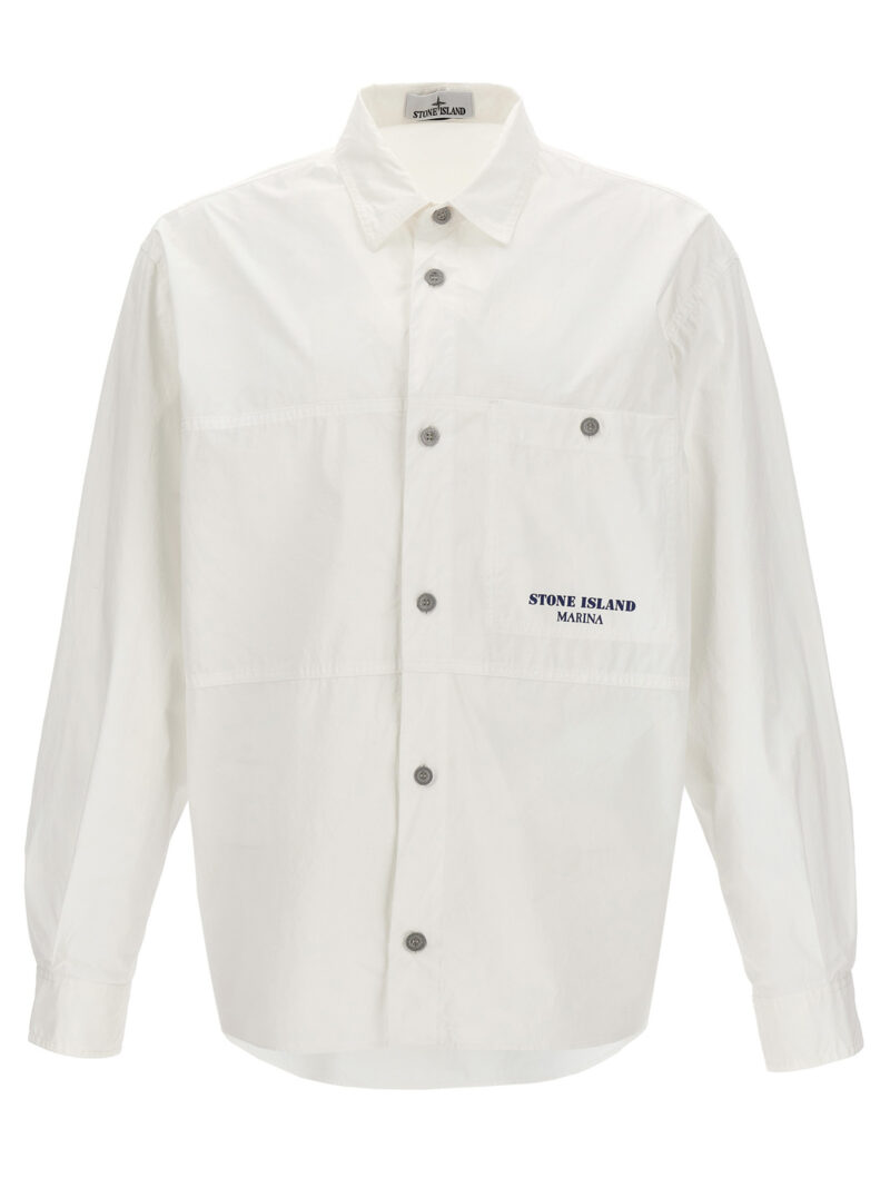 Logo print overshirt STONE ISLAND White