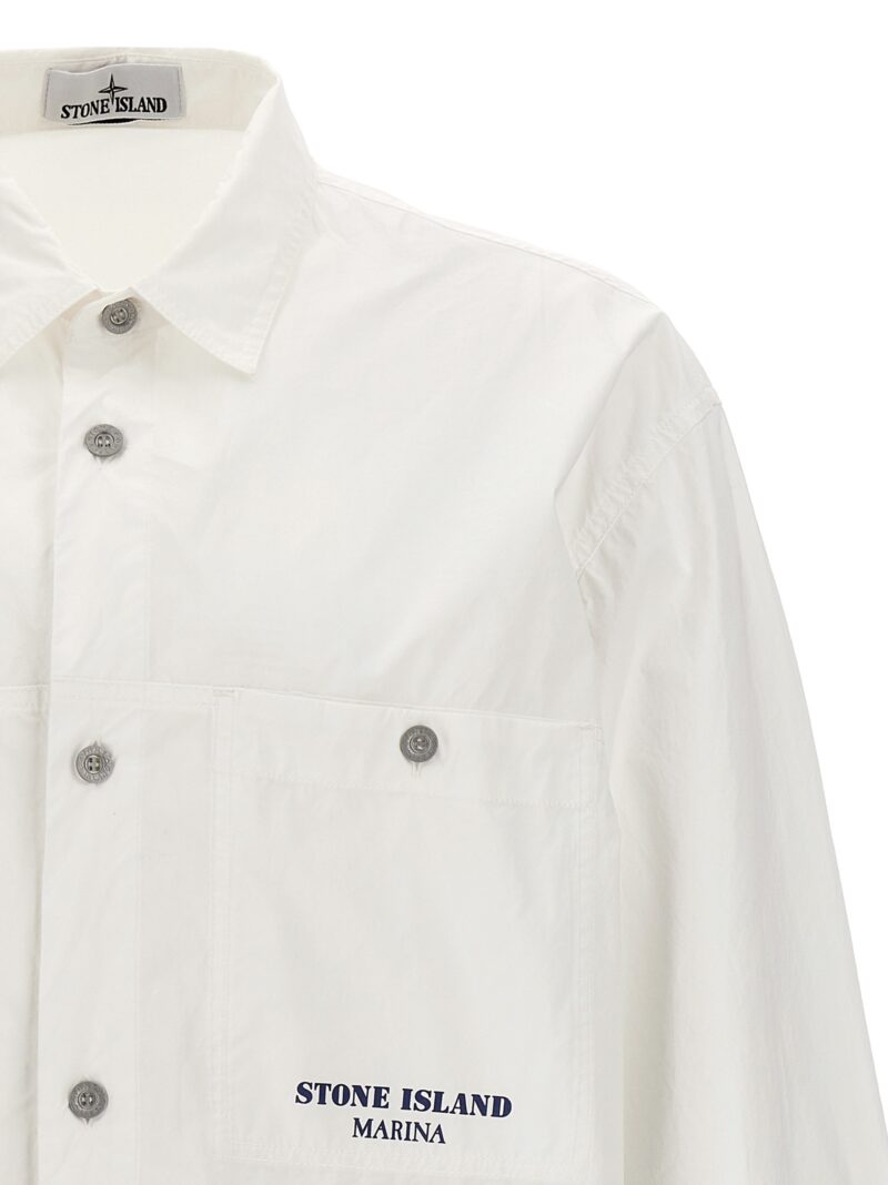 Logo print overshirt Man STONE ISLAND White