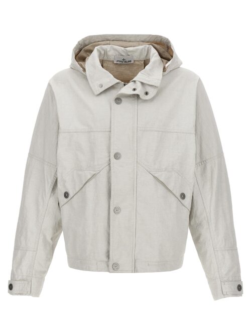 'Raw Plated Linen S.I. Marina' jacket STONE ISLAND White