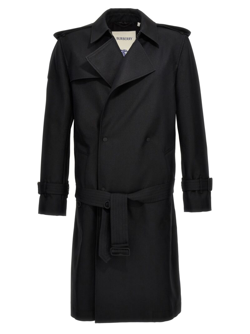 Double-breasted long trench coat BURBERRY Black