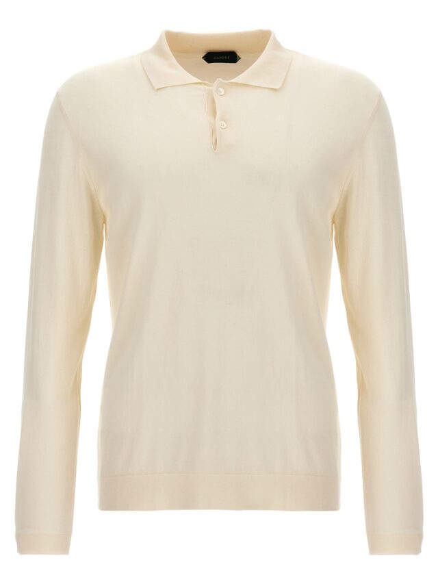 Cotton silk polo shirt ZANONE White