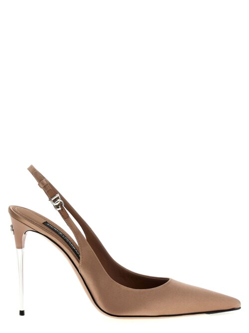 Satin slingback DOLCE & GABBANA Beige