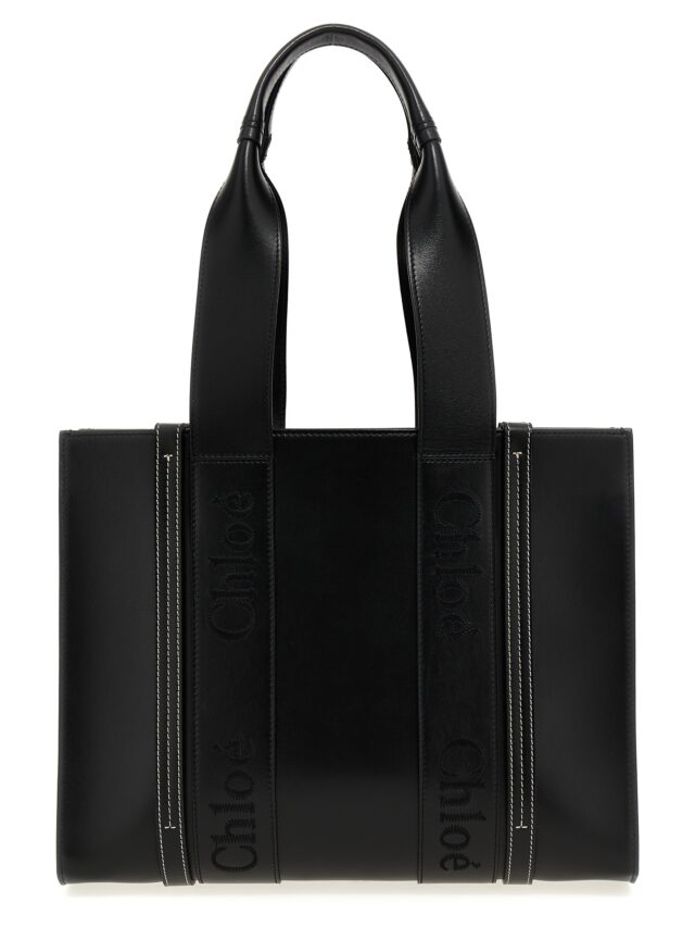 Medium 'Woody' shopping bag CHLOÉ Black