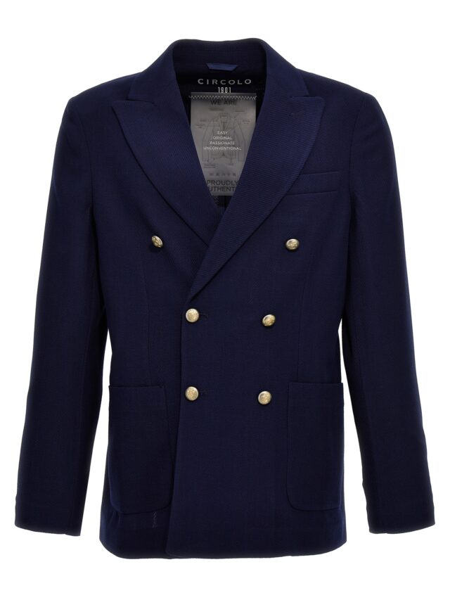 'Diagonal wool' double-breasted blazer CIRCOLO 1901 Blue