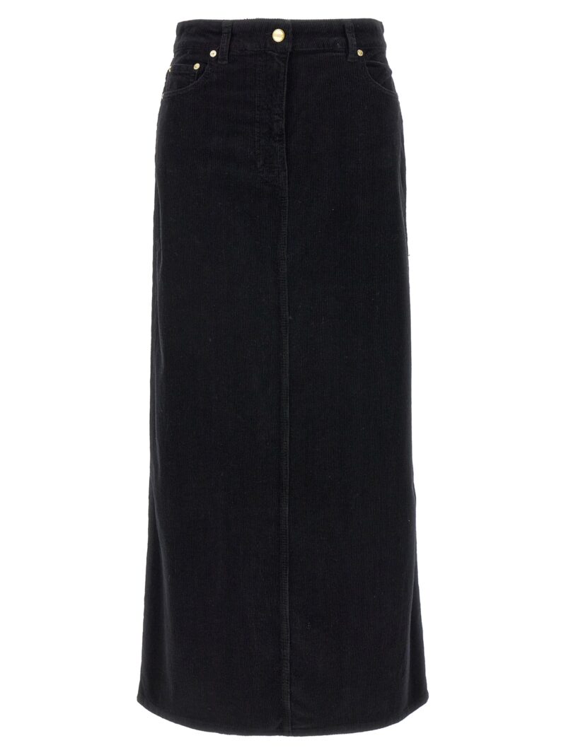 Long velvet ribbed skirt GANNI Black
