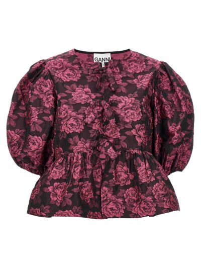 Floral jacquard blouse GANNI Fuchsia