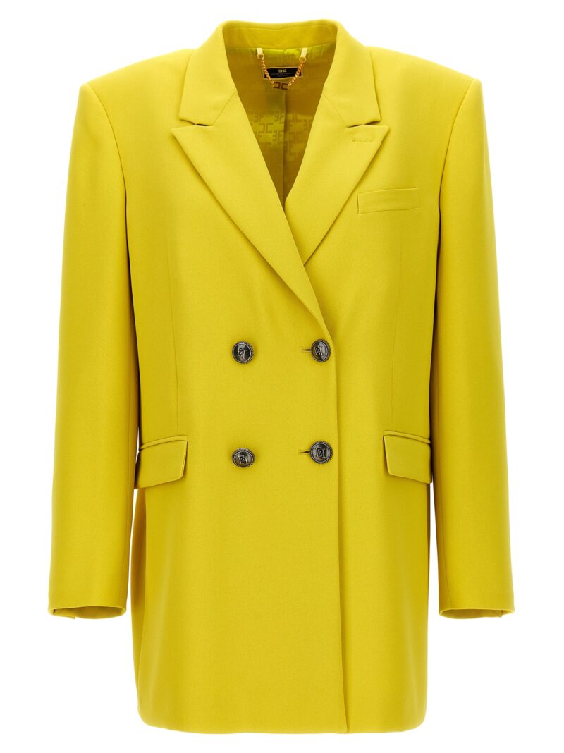 Double-breasted blazer with logo buttons ELISABETTA FRANCHI Yellow