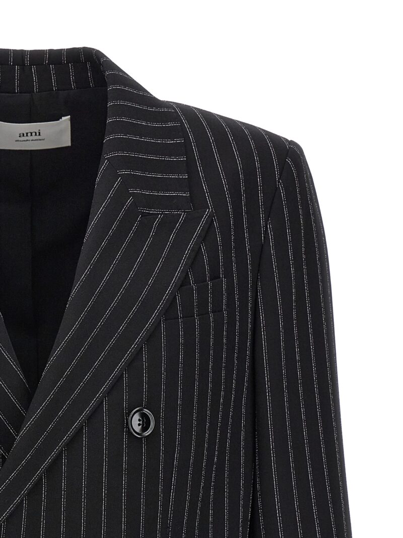 Pinstriped double-breasted blazer Man AMI PARIS White/Black