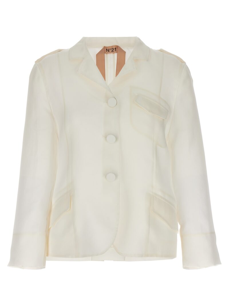 Single-breasted silk blazer N°21 White
