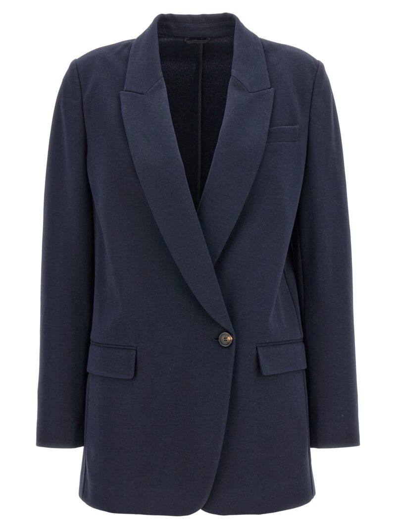 Double-breasted jersey blazer BRUNELLO CUCINELLI Blue