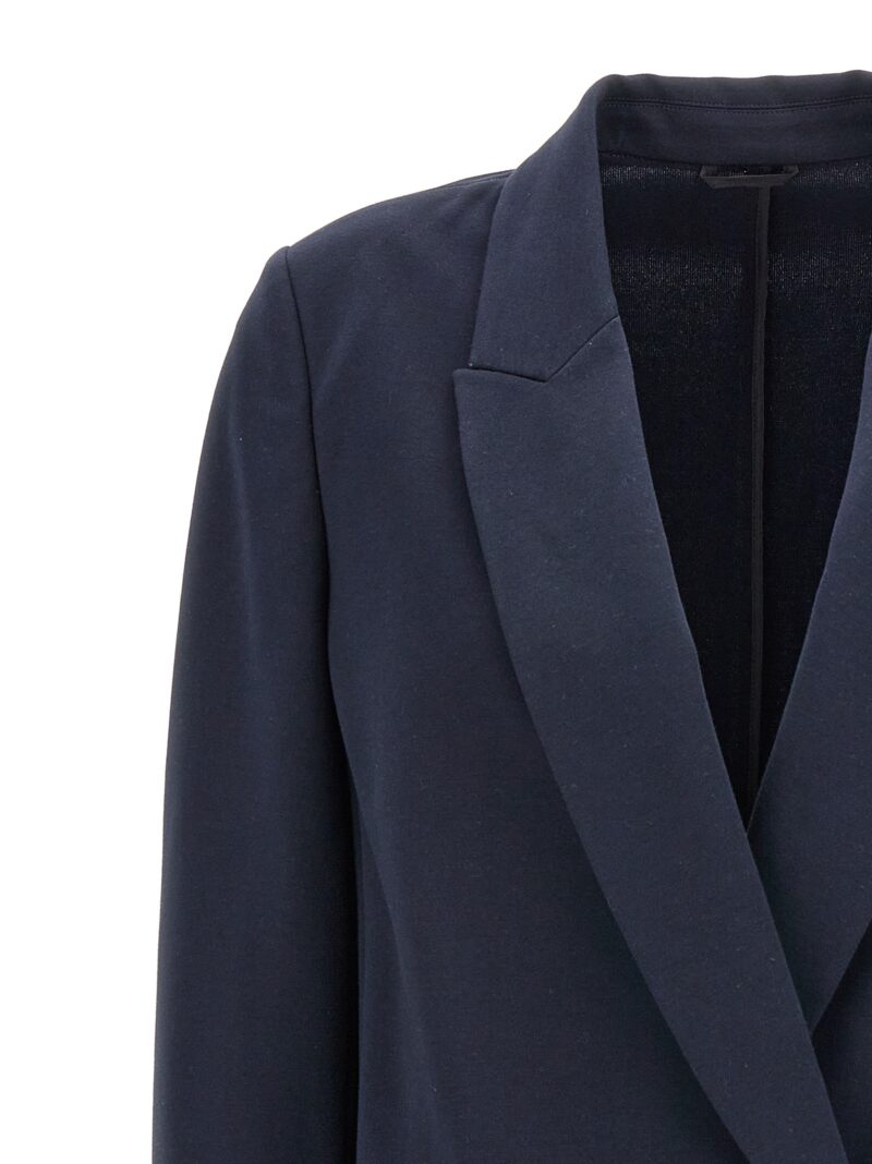 Double-breasted jersey blazer Woman BRUNELLO CUCINELLI Blue