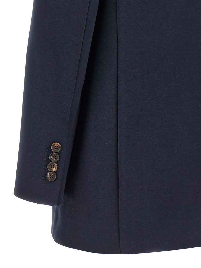 Double-breasted jersey blazer 78% cotton 16% polyamide 6% elastane BRUNELLO CUCINELLI Blue