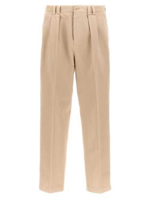 Cotton pants with front pleats BRUNELLO CUCINELLI Beige