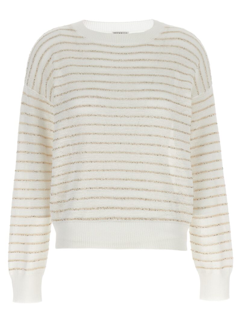 Sequin stripes sweater BRUNELLO CUCINELLI White