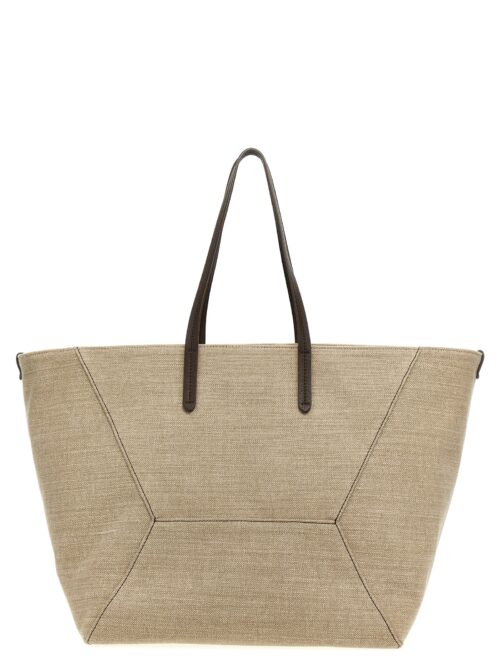 Large canvas shopping bag BRUNELLO CUCINELLI Beige