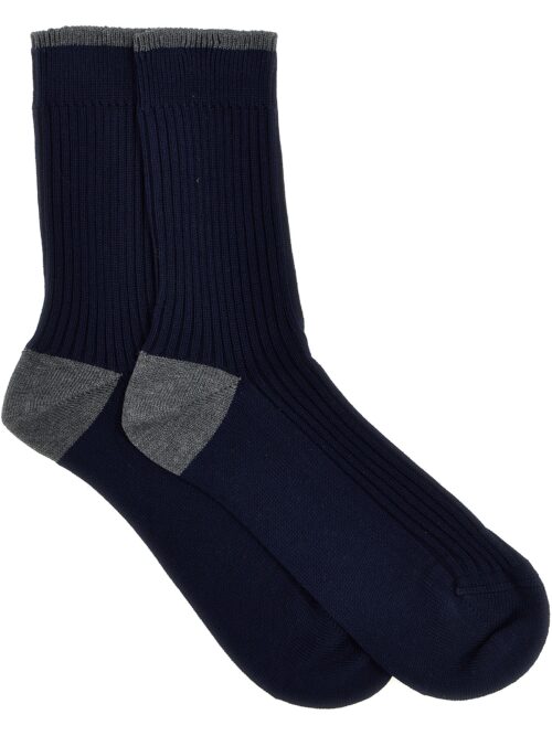 Ribbed cotton socks BRUNELLO CUCINELLI Blue