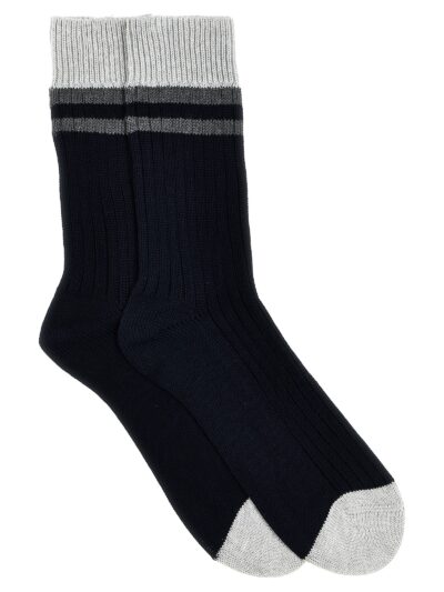 Striped cotton socks BRUNELLO CUCINELLI Blue