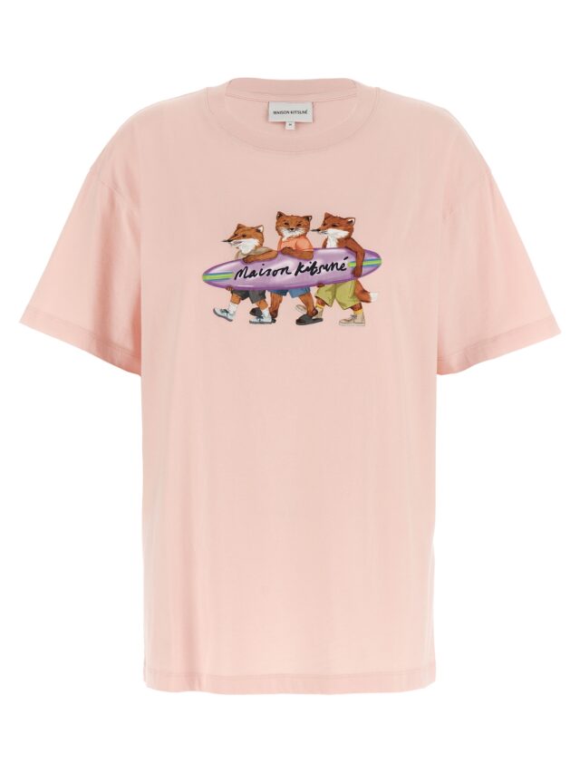 'Surfing Foxes' T-shirt MAISON KITSUNE Pink
