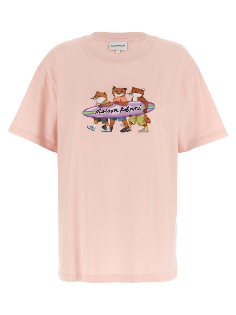 'Surfing Foxes' T-shirt MAISON KITSUNE Pink