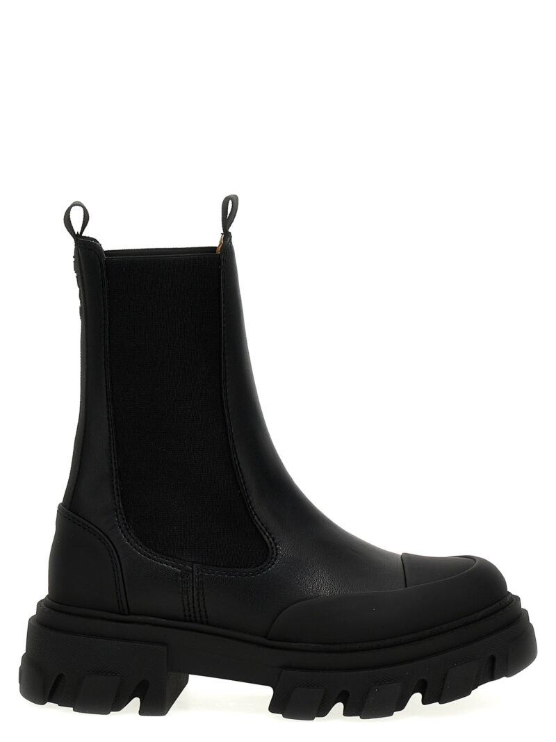 Leather ankle boots GANNI Black