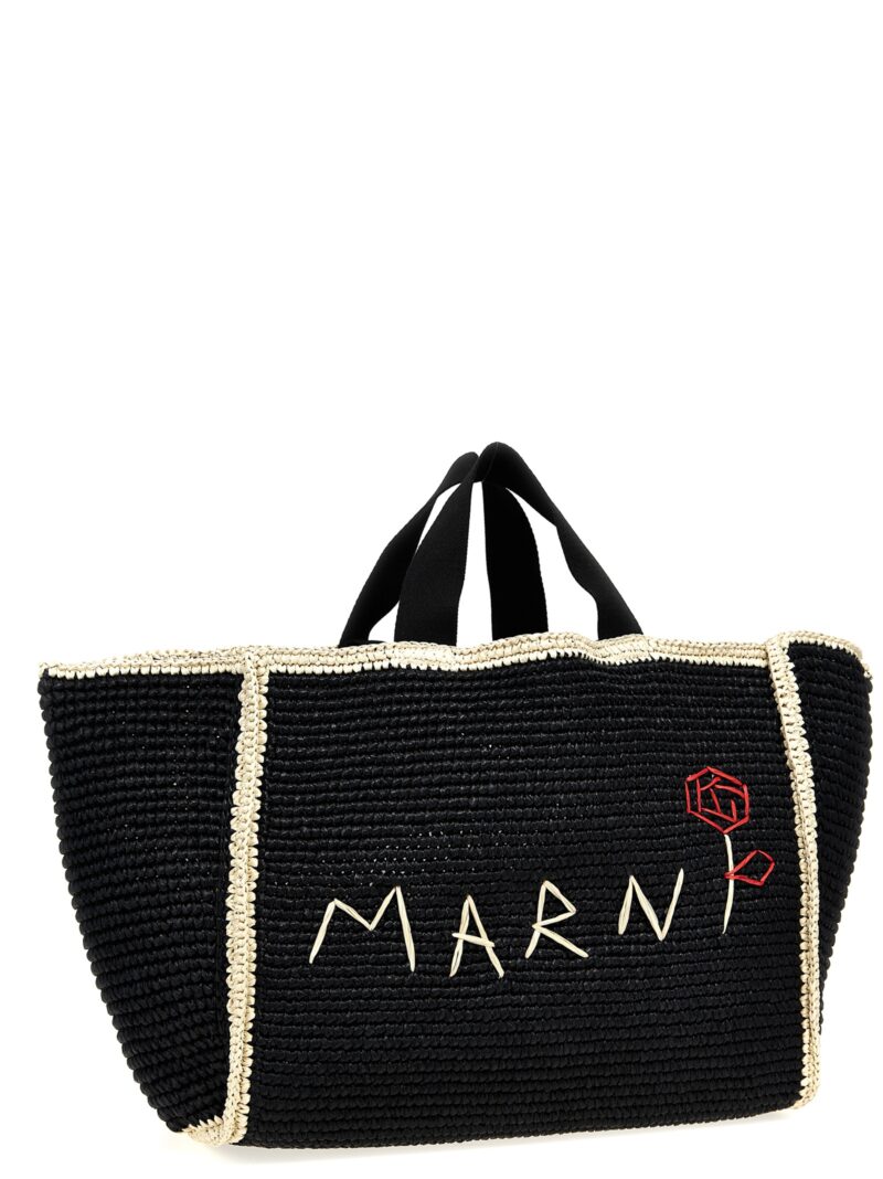 Macramé shopping bag Woman MARNI White/Black