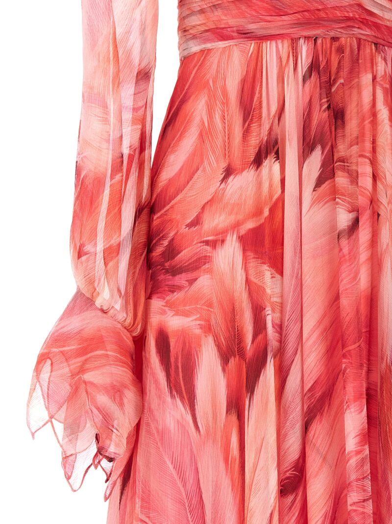 'Plumage' dress 100% silk ROBERTO CAVALLI Fuchsia