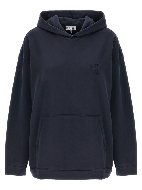 Logo embroidery hoodie GANNI Blue