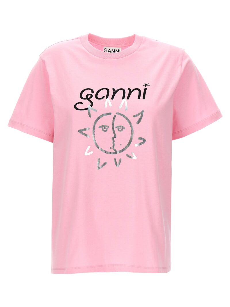 Logo print T-shirt GANNI Pink