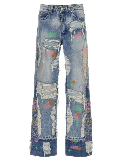 'Technicolor embroidery Denim' jeans WHO DECIDES WAR Light Blue