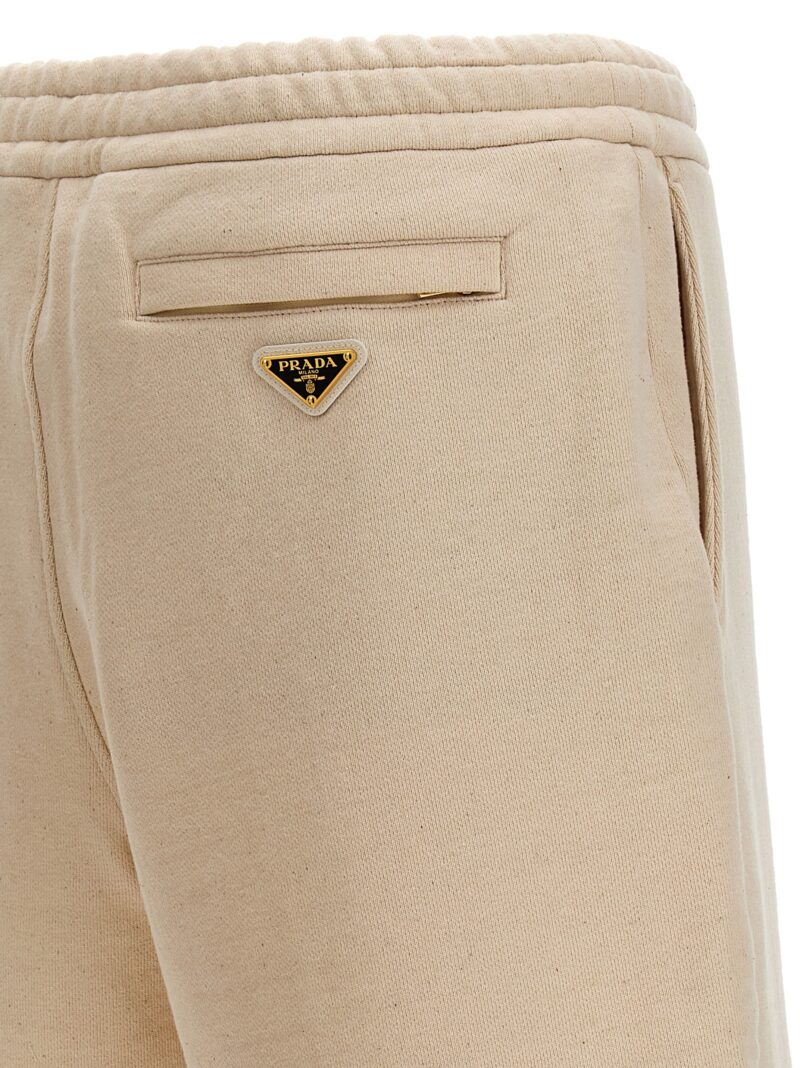 Triangle logo bermuda shorts 100% cotton PRADA Beige