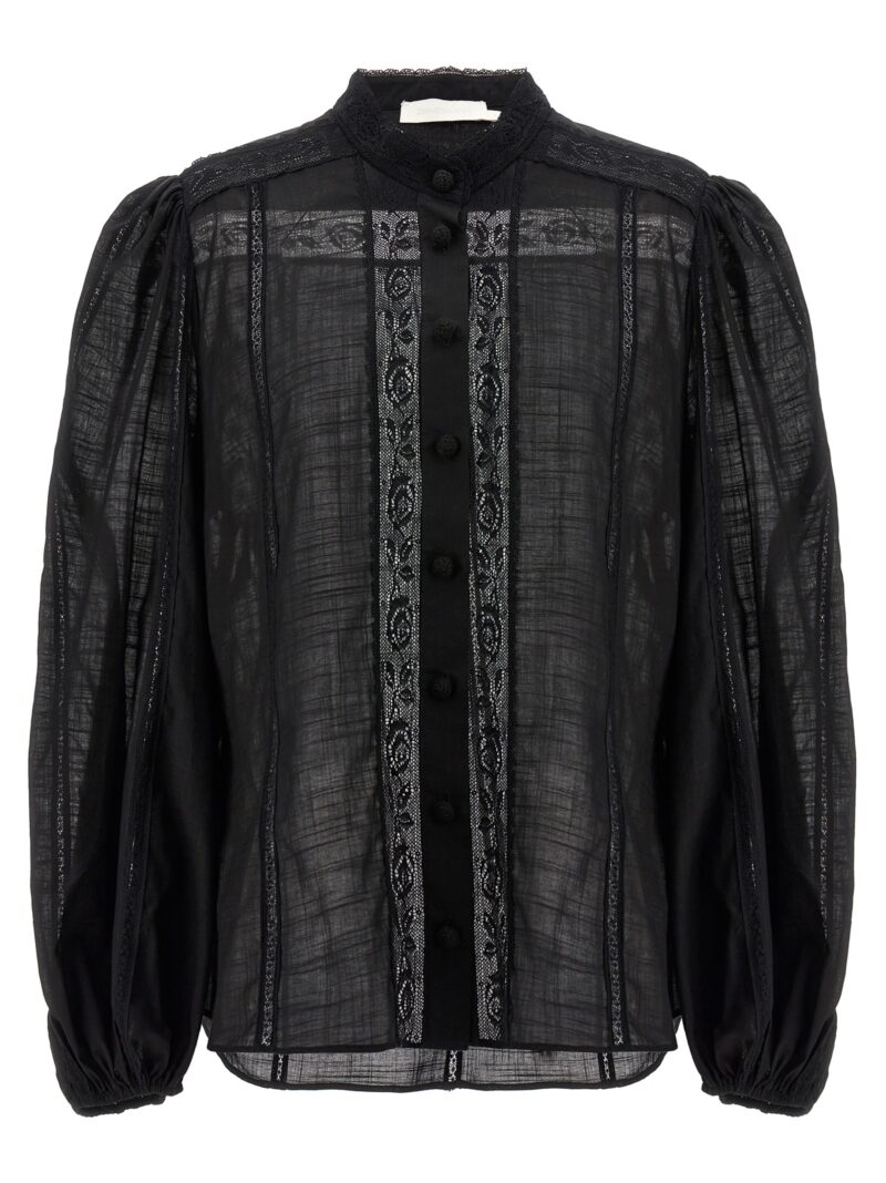 'Halliday Lace Trim' shirt ZIMMERMANN Black