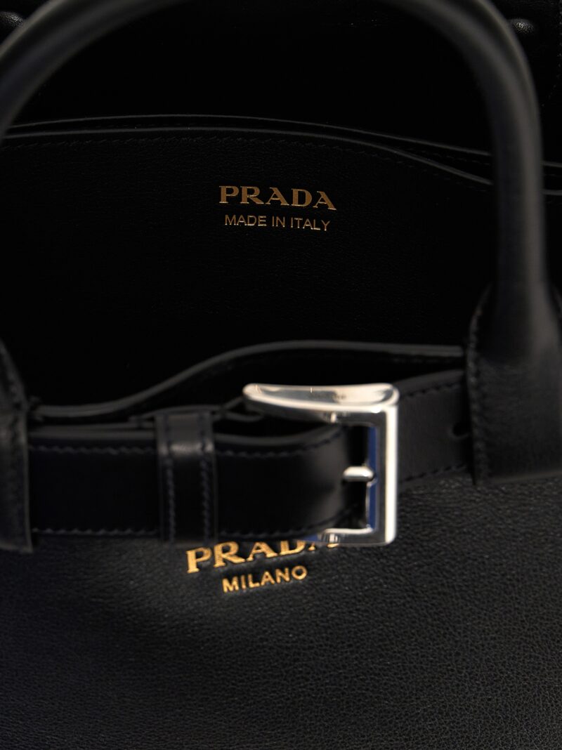 'Prada Buckle' medium handbag 100% leather PRADA Black