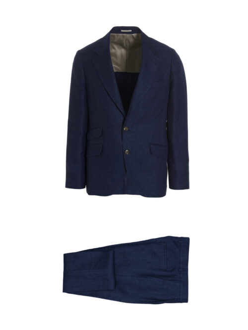 Linen blend suit BRUNELLO CUCINELLI Blue