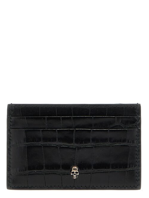 Skull leather card holder ALEXANDER MCQUEEN Black