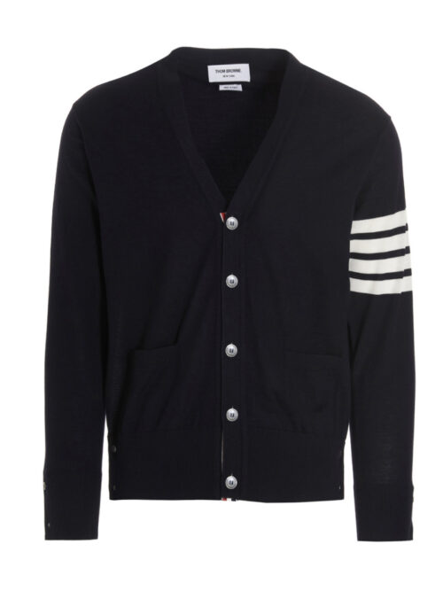 Merino wool cardigan THOM BROWNE Blue