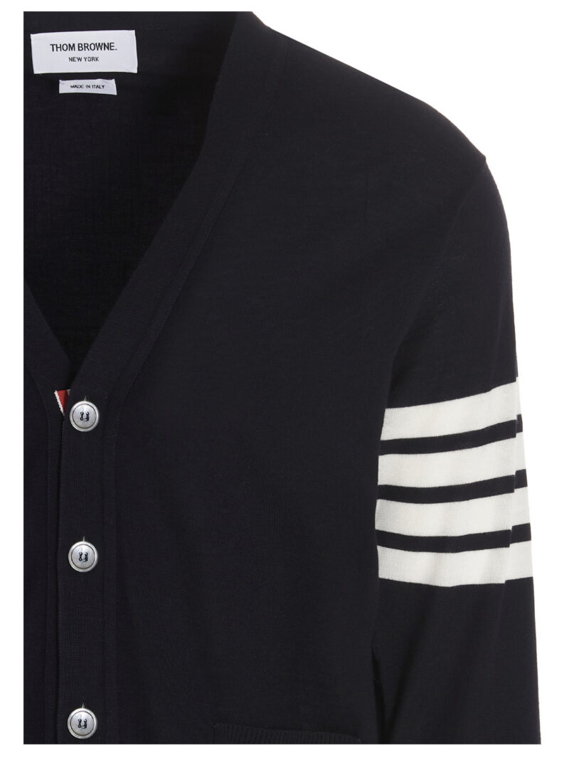 Merino wool cardigan Man THOM BROWNE Blue