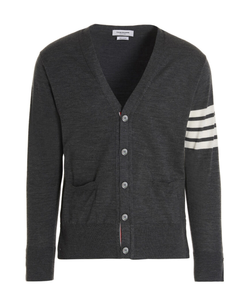 Merino wool cardigan THOM BROWNE Gray