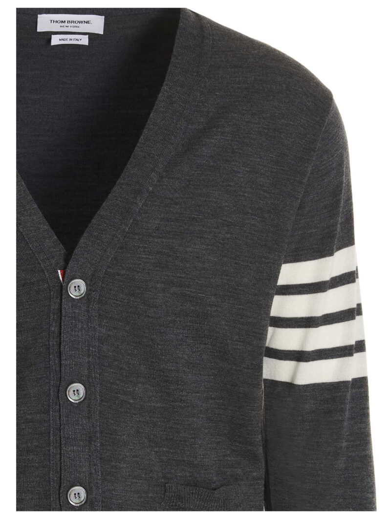 Merino wool cardigan Man THOM BROWNE Gray