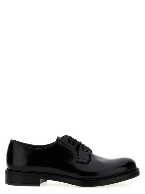 Brushed leather lace-up shoes PRADA Black