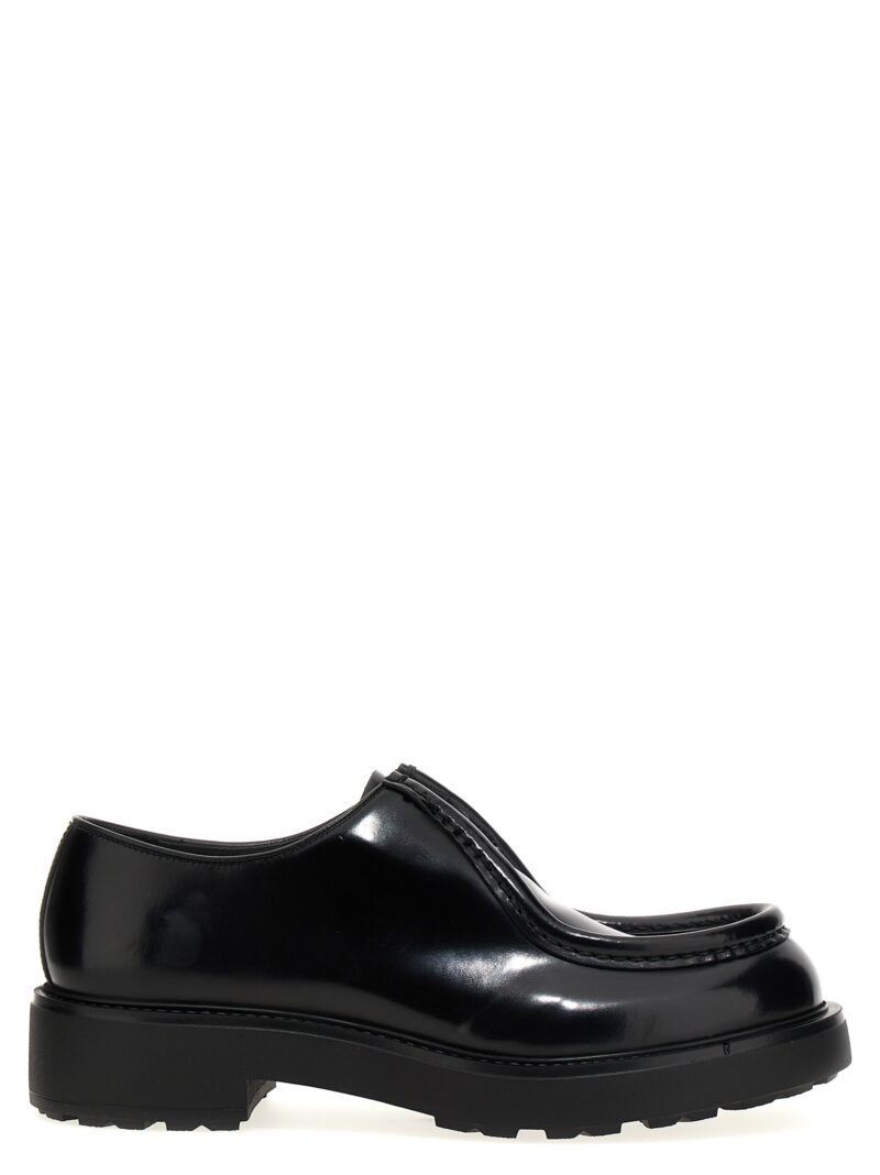 Brushed leather lace-up shoes PRADA Black