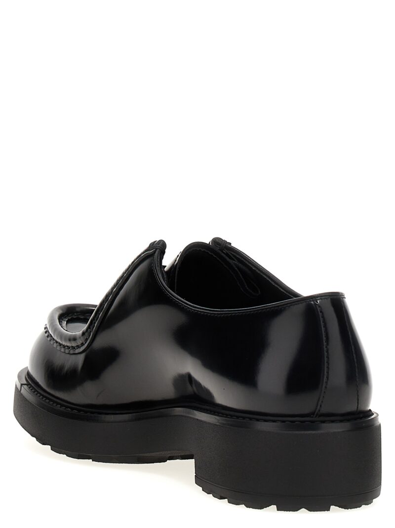 Brushed leather lace-up shoes Man PRADA Black