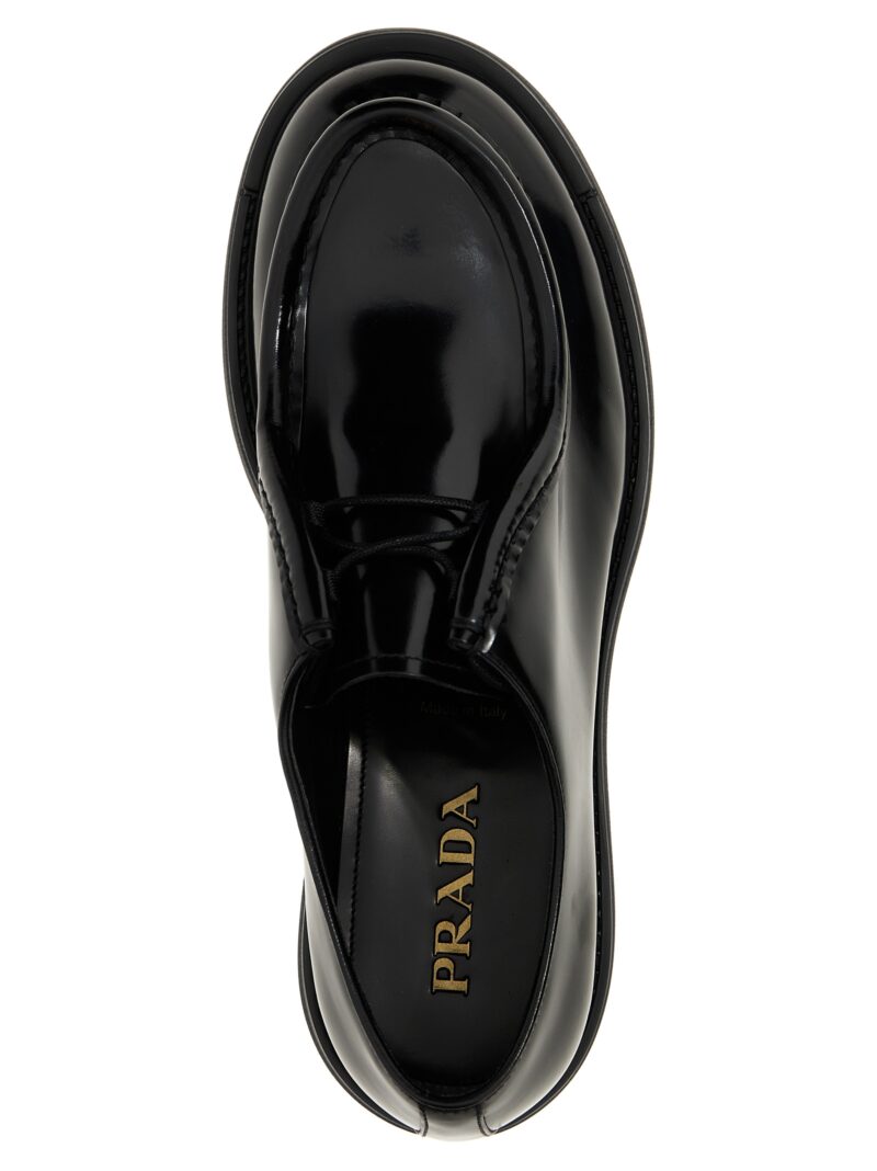 Brushed leather lace-up shoes 100% calfskin leather (Bos Taurus) PRADA Black